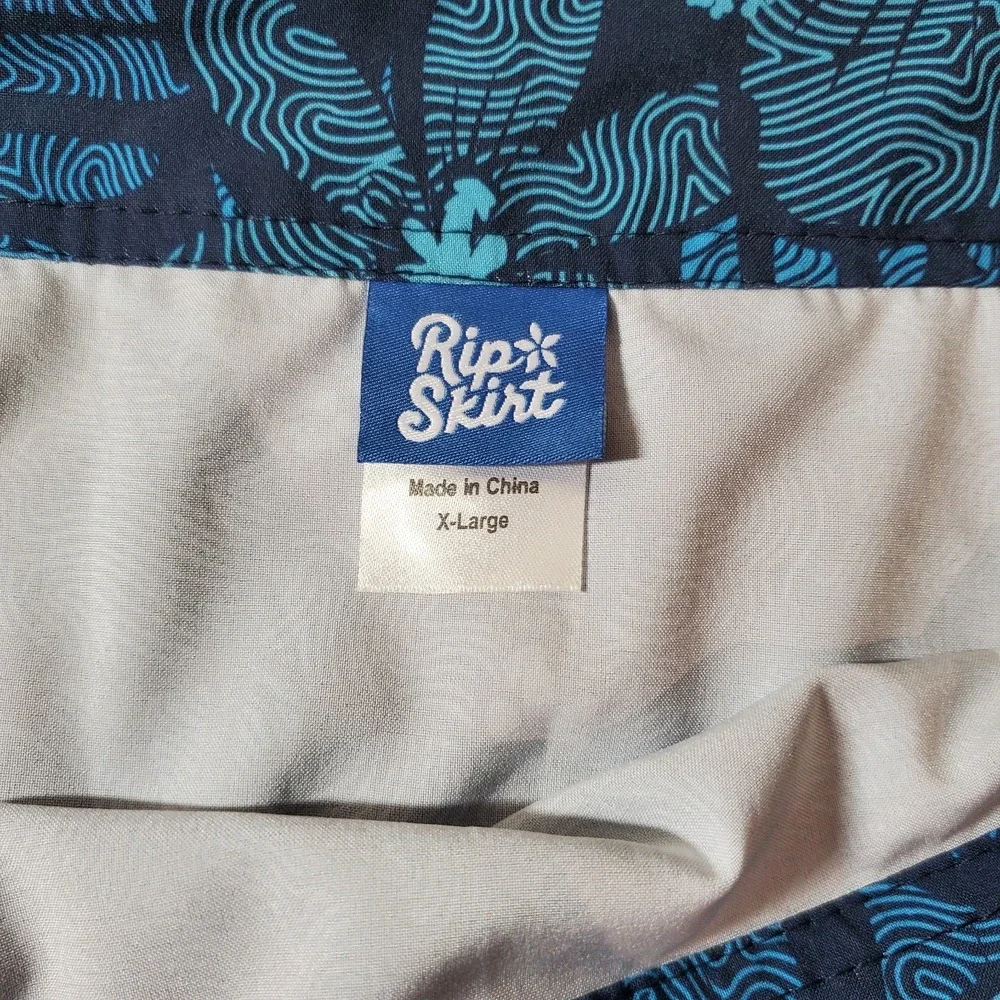 RipSkirt Hawaii Wrap Skirt Length 3 Maui‎ Moonlight Blue Tropical Floral Size XL